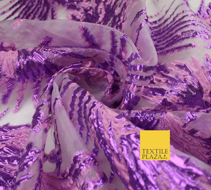 3 COLOURS Wild Leaf Textured Brocade Design on Off White Organza Fabric