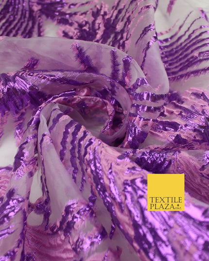 3 COLOURS Wild Leaf Textured Brocade Design on Off White Organza Fabric