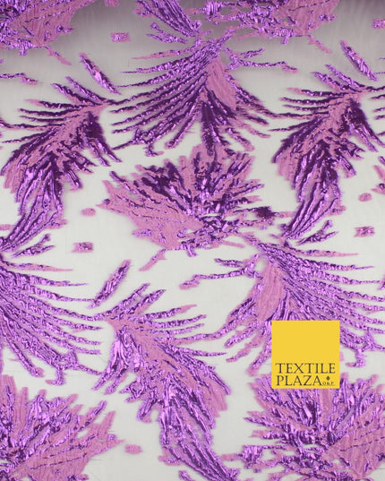 3 COLOURS Wild Leaf Textured Brocade Design on Off White Organza Fabric