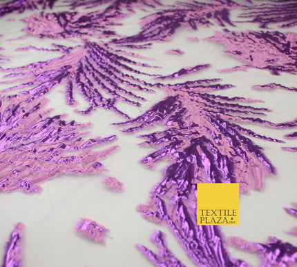 3 COLOURS Wild Leaf Textured Brocade Design on Off White Organza Fabric