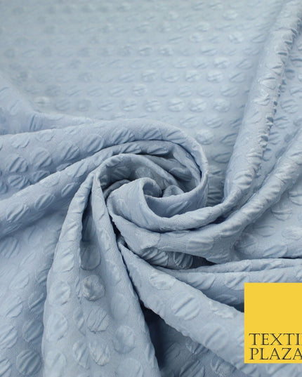 Pale Blue Polka Dot Dots Dimple Bubble Textured Brocade Dress Fabric 9923