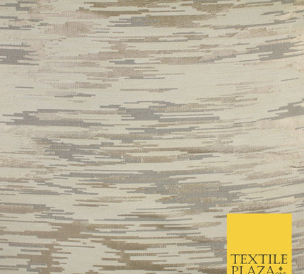 2 COLOURS - Metallic Gold Barcode Stripes Retro Textured Brocade Dress Fabric