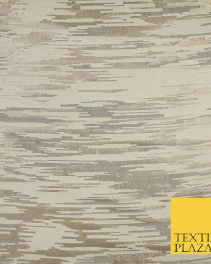 2 COLOURS - Metallic Gold Barcode Stripes Retro Textured Brocade Dress Fabric