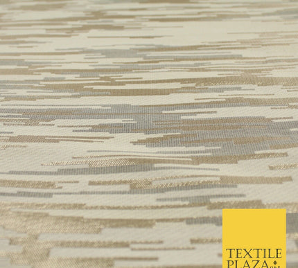 2 COLOURS - Metallic Gold Barcode Stripes Retro Textured Brocade Dress Fabric