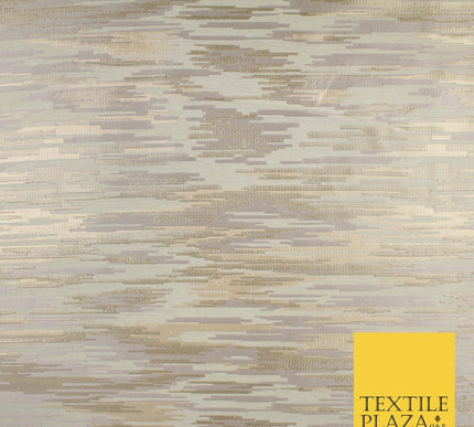 2 COLOURS - Metallic Gold Barcode Stripes Retro Textured Brocade Dress Fabric