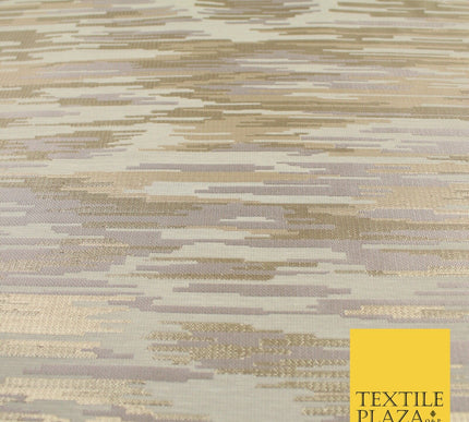 2 COLOURS - Metallic Gold Barcode Stripes Retro Textured Brocade Dress Fabric
