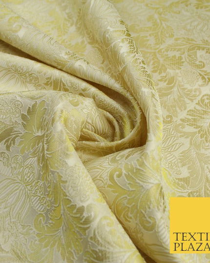 Gold Ornamental Damask Motif Metallic Textured Brocade Waistcoat Fabric 9914