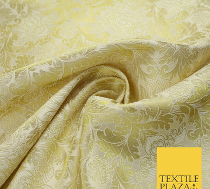 Gold Ornamental Damask Motif Metallic Textured Brocade Waistcoat Fabric 9914