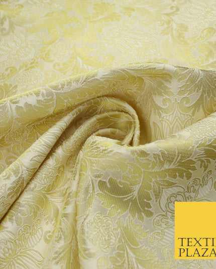 Gold Ornamental Damask Motif Metallic Textured Brocade Waistcoat Fabric 9914