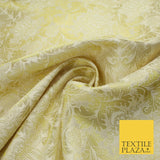 Gold Ornamental Damask Motif Metallic Textured Brocade Waistcoat Fabric 9914