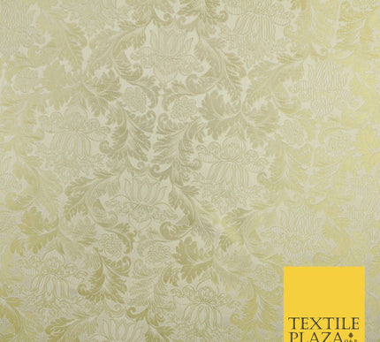 Gold Ornamental Damask Motif Metallic Textured Brocade Waistcoat Fabric 9914
