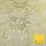 Gold Ornamental Damask Motif Metallic Textured Brocade Waistcoat Fabric 9914