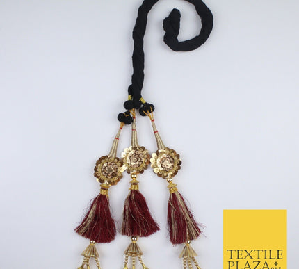 MAROON SEQUIN Parandi Paranda Indian Tassels Mehndi Jago Hair Braid PR606