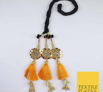 DEEP YELLOW SEQUIN Parandi Paranda Indian Tassels Mehndi Jago Hair Braid PR605