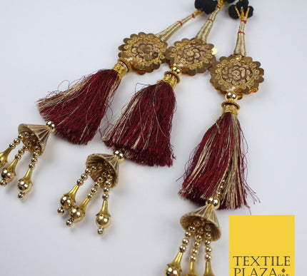 MAROON SEQUIN Parandi Paranda Indian Tassels Mehndi Jago Hair Braid PR606