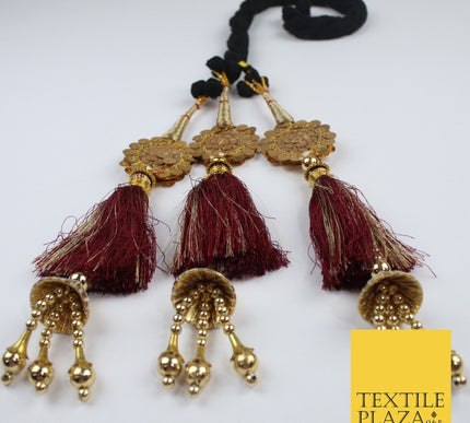 MAROON SEQUIN Parandi Paranda Indian Tassels Mehndi Jago Hair Braid PR606
