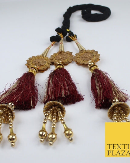 MAROON SEQUIN Parandi Paranda Indian Tassels Mehndi Jago Hair Braid PR606