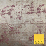 Mauve and Gold Leaf Effect Metallic Abstract Textured Brocade Fabric 9912