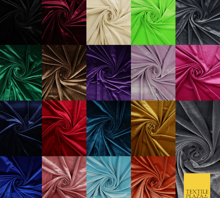 19 COLOURS - LUXURY Plush Plain Stretch Velvet Velour Fabric Material Craft 58"