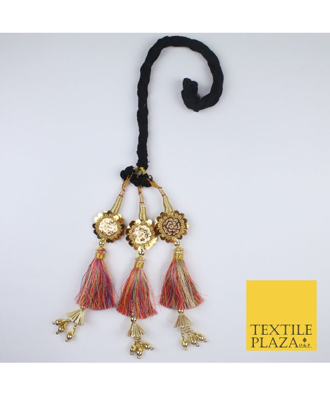 MULTICOLOUR SEQUIN Parandi Paranda Indian Tassels Mehndi Jago Hair Braid PR607