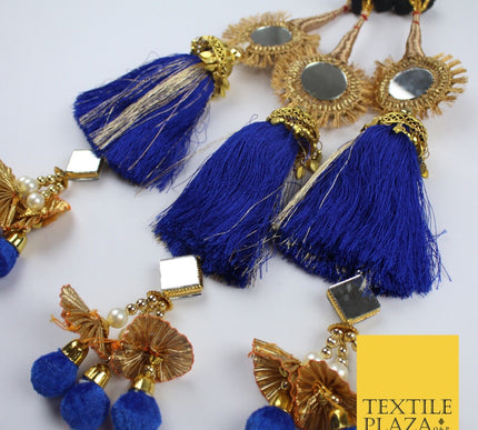 ROYAL BLUE MIRROR Parandi Paranda Indian Tassels Mehndi Jago Hair Braid PR603