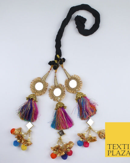 MULTICOLOUR MIRROR Parandi Paranda Indian Tassels Mehndi Jago Hair Braid PR602