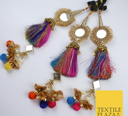 MULTICOLOUR MIRROR Parandi Paranda Indian Tassels Mehndi Jago Hair Braid PR602