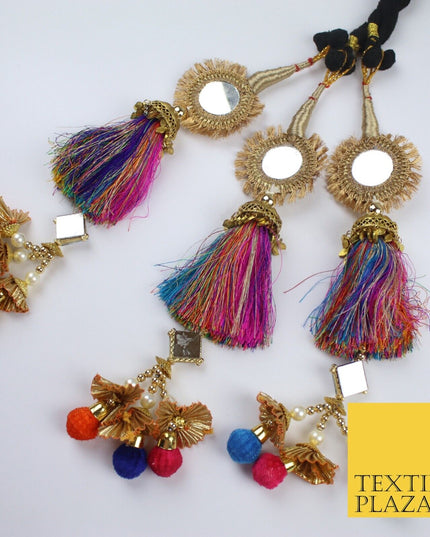 MULTICOLOUR MIRROR Parandi Paranda Indian Tassels Mehndi Jago Hair Braid PR602