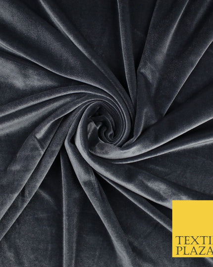 19 COLOURS - LUXURY Plush Plain Stretch Velvet Velour Fabric Material Craft 58"