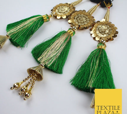 GREEN SEQUIN Parandi Paranda Indian Tassels Mehndi Jago Hair Braid PR604