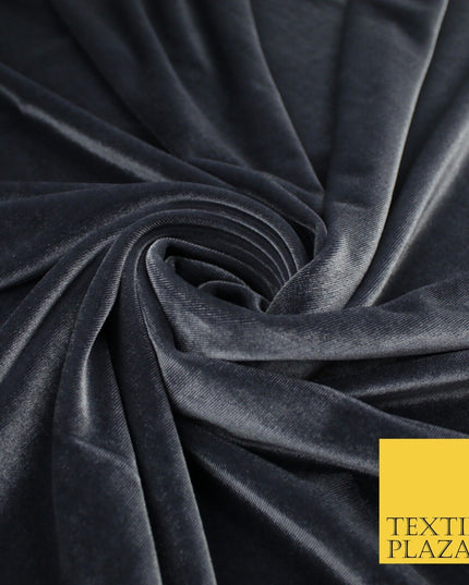 19 COLOURS - LUXURY Plush Plain Stretch Velvet Velour Fabric Material Craft 58"