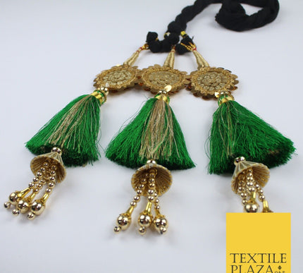 GREEN SEQUIN Parandi Paranda Indian Tassels Mehndi Jago Hair Braid PR604