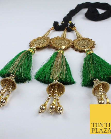 GREEN SEQUIN Parandi Paranda Indian Tassels Mehndi Jago Hair Braid PR604