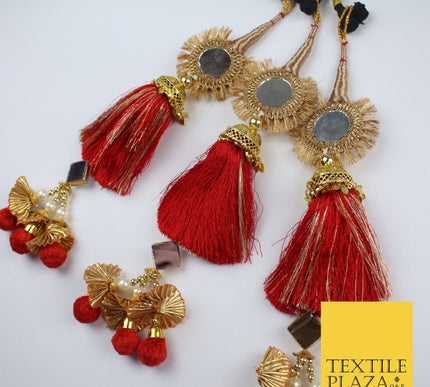 RED MIRROR Parandi Paranda Indian Tassels Mehndi Jago Hair Braid PR601