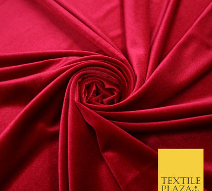 19 COLOURS - LUXURY Plush Plain Stretch Velvet Velour Fabric Material Craft 58"