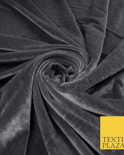 19 COLOURS - LUXURY Plush Plain Stretch Velvet Velour Fabric Material Craft 58"