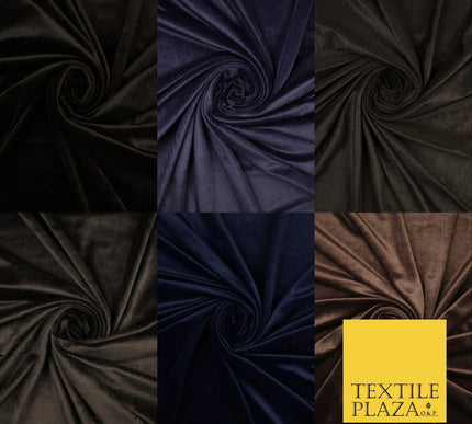 6 COLOURS - Smooth Plain Velvet Velour Fabric Stretch Dress Craft 62" - 72" Wide