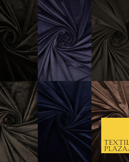 6 COLOURS - Smooth Plain Velvet Velour Fabric Stretch Dress Craft 62" - 72" Wide