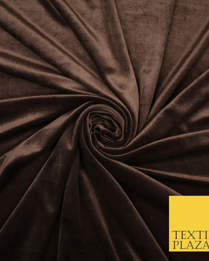 6 COLOURS - Smooth Plain Velvet Velour Fabric Stretch Dress Craft 62" - 72" Wide