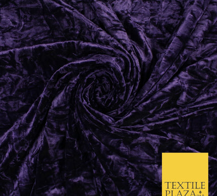 PURPLE Crushed Velvet Fabric Material Backdrop Cushions Curtains Stretch 9997