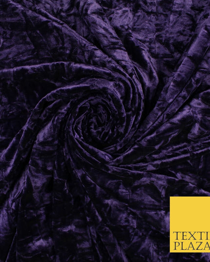 PURPLE Crushed Velvet Fabric Material Backdrop Cushions Curtains Stretch 9997