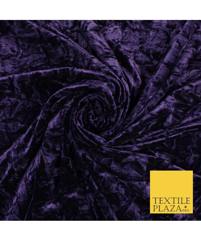 PURPLE Crushed Velvet Fabric Material Backdrop Cushions Curtains Stretch 9997