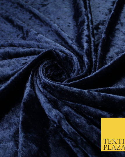 NAVY BLUE Crushed Velvet Fabric Material Backdrop Cushions Curtains Stretch 9998