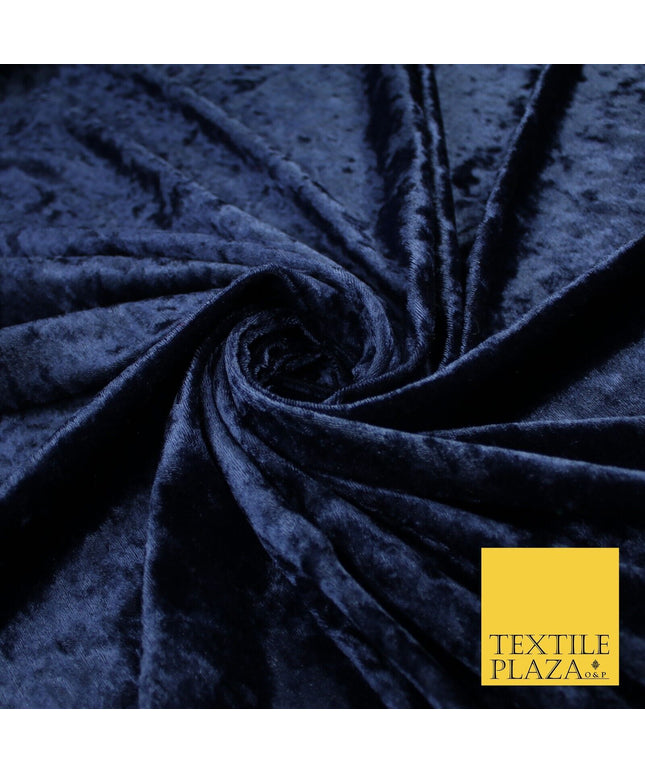 NAVY BLUE Crushed Velvet Fabric Material Backdrop Cushions Curtains Stretch 9998