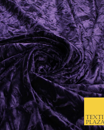 PURPLE Crushed Velvet Fabric Material Backdrop Cushions Curtains Stretch 9997
