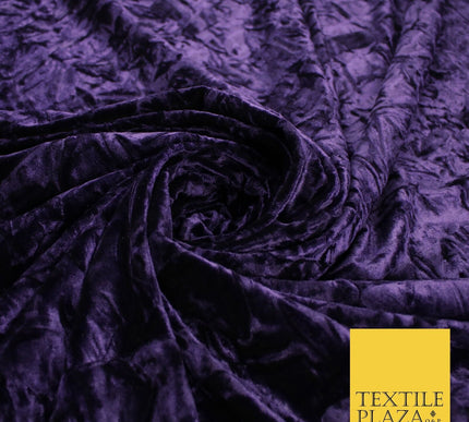 PURPLE Crushed Velvet Fabric Material Backdrop Cushions Curtains Stretch 9997