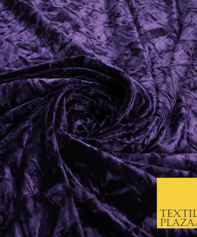 PURPLE Crushed Velvet Fabric Material Backdrop Cushions Curtains Stretch 9997