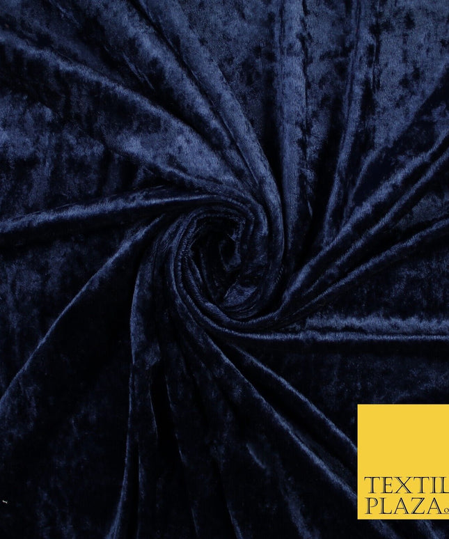 NAVY BLUE Crushed Velvet Fabric Material Backdrop Cushions Curtains Stretch 9998