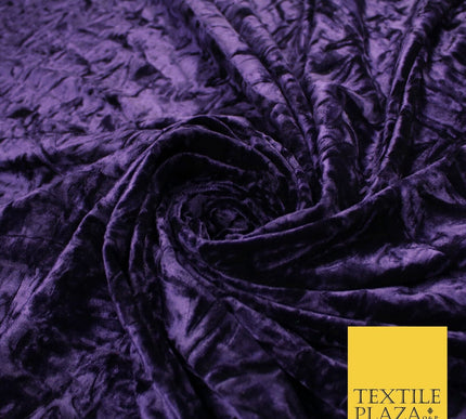 PURPLE Crushed Velvet Fabric Material Backdrop Cushions Curtains Stretch 9997