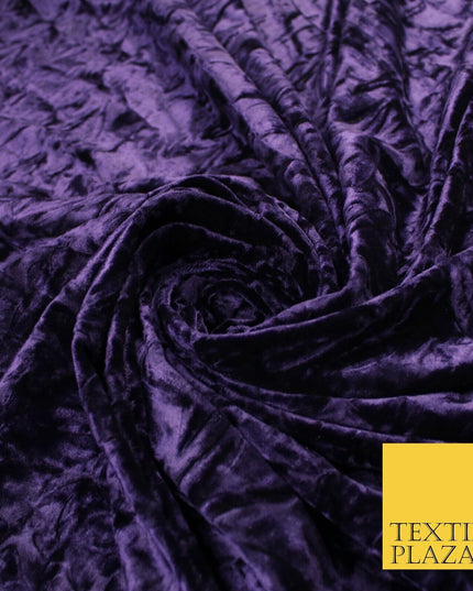 PURPLE Crushed Velvet Fabric Material Backdrop Cushions Curtains Stretch 9997